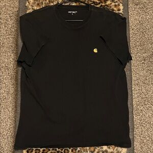 Carhartt WIP Black T-Shirt with Yellow Logo